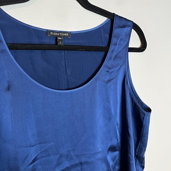 Eileen Fisher blue silk blend tank top - Picture 2 of 5
